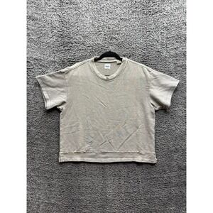 Fanmail Hemp Blend Cropped Crewneck Short Sleeve T-Shirt Beige Mens‎ Size S